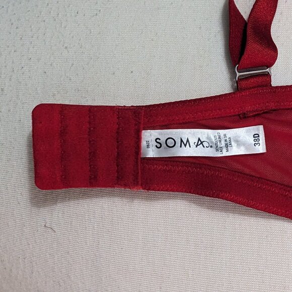 Soma Sensuous Lace Red Bra Size 38D Preowned - Picture 6 of 7